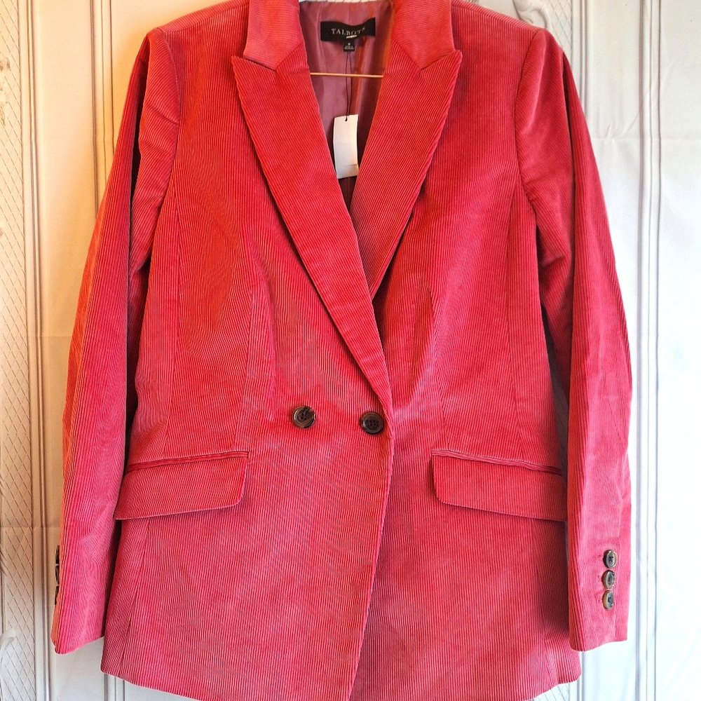 Talbots Rose Coral Pink Corduroy Blazer Jacket - Size 8 - NWT
